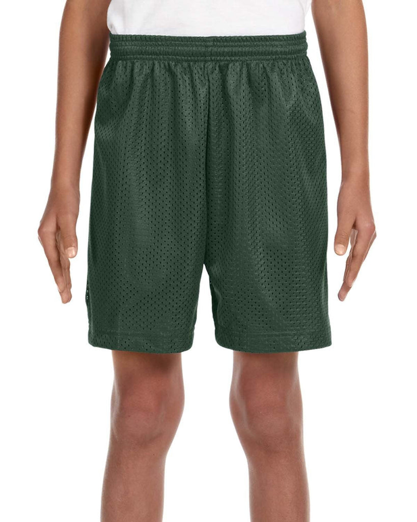 A4-NB5301-Youth Six Inch Inseam Mesh Short-FOREST GREEN