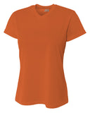 A4-NW3254-Ladies Birds-Eye Mesh V-Neck T-Shirt-ATHLETIC ORANGE