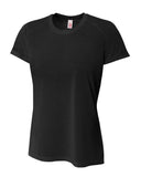 A4-NW3264-Ladies Shorts Sleeve Spun Poly T-Shirt-BLACK