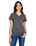 A4-NW3381-Ladies Topflight Heather V-Neck T-Shirt-CHARCOAL HEATHER