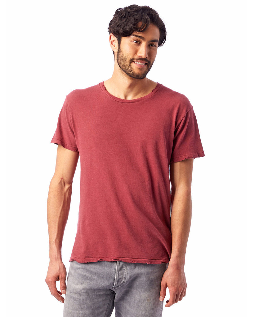 Alternative-04850C1-Mens Heritage Garment-Dyed Distressed T-Shirt-RED PIGMENT