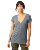 Alternative-2894B2-Ladies Slinky-Jersey V-Neck T-Shirt-ASH HEATHER