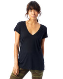 Alternative-2894B2-Ladies Slinky-Jersey V-Neck T-Shirt-BLACK