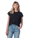 Alternative-4461HM-Ladies Modal Tri-Blend Raw Edge Muscle T-Shirt-BLACK