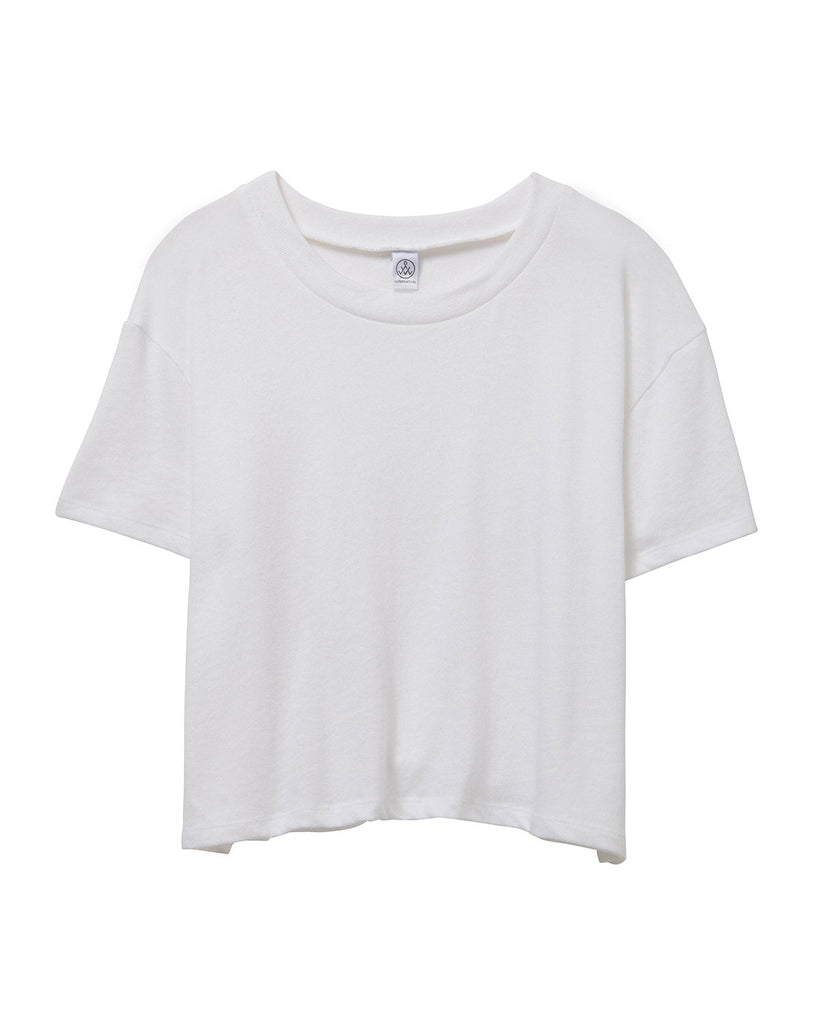 Alternative-5114BP-Ladies Headliner Cropped T-Shirt-WHITE