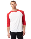 Alternative-5127BP-Mens Vintage Keeper Baseball T-Shirt-WHITE/ RED