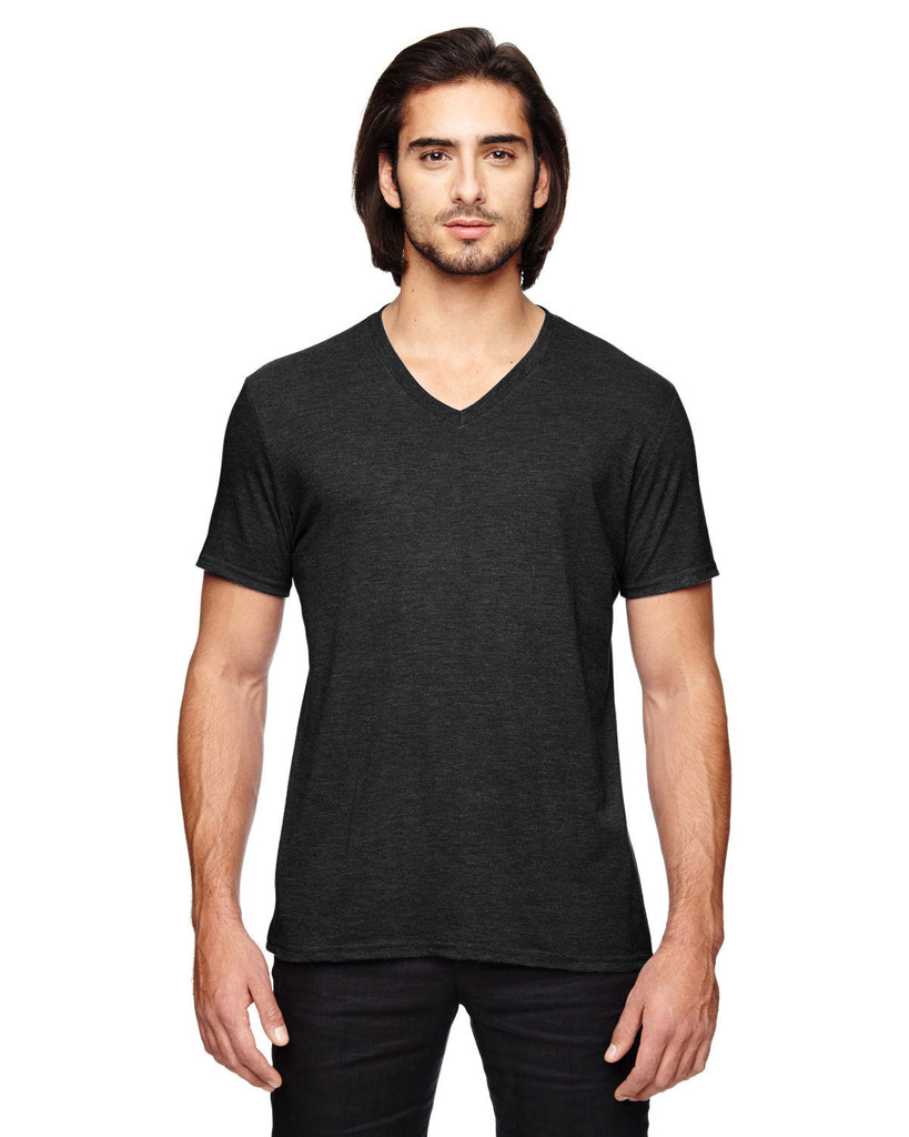 Anvil-6752-Adult Triblend V-Neck T-Shirt-BLACK