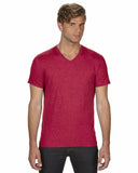 Anvil-6752-Adult Triblend V-Neck T-Shirt-HEATHER RED