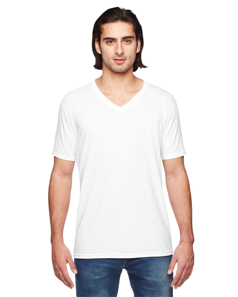 Anvil-6752-Adult Triblend V-Neck T-Shirt-WHITE