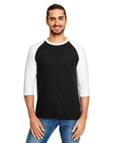 Anvil-6755-Adult Triblend 3/4-Sleeve Raglan T-Shirt-BLACK/ WHITE