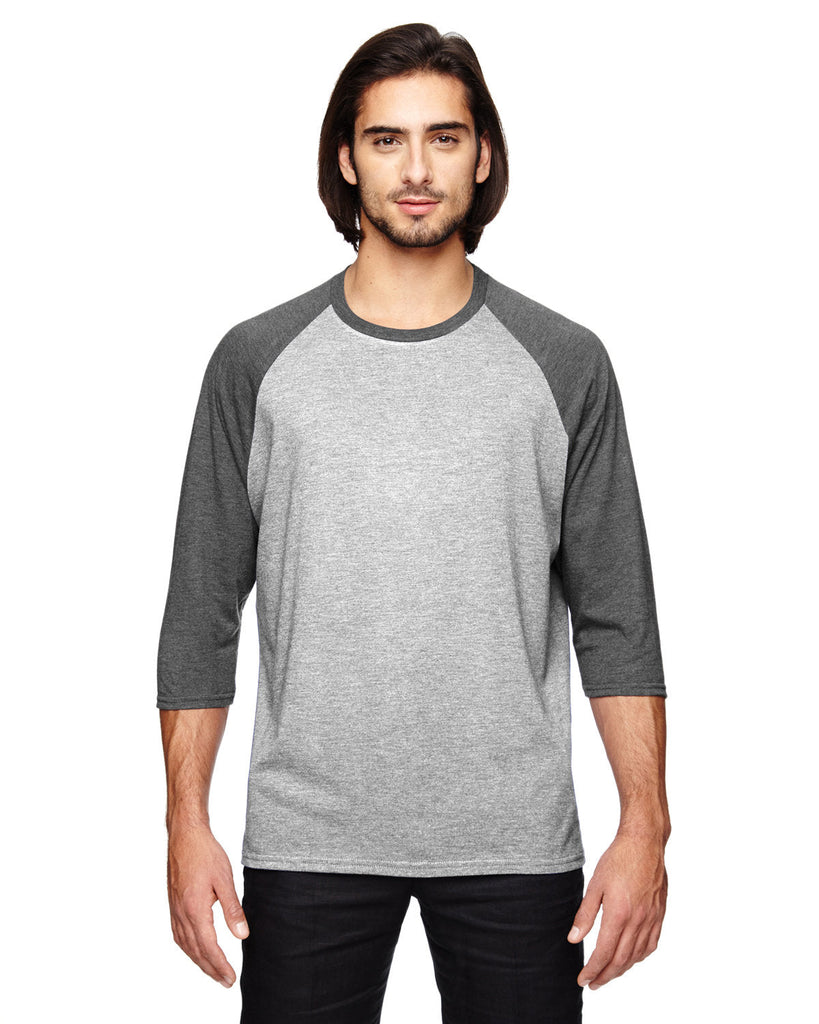 Anvil-6755-Adult Triblend 3/4-Sleeve Raglan T-Shirt-HT GR/ HT DK GRY