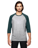 Anvil-6755-Adult Triblend 3/4-Sleeve Raglan T-Shirt-HT GY/ HT DK GRN