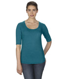 Anvil-6756L-Ladies Triblend Deep Scoop 1/2-Sleeve T-Shirt-HTH GALAP BLUE