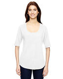 Anvil-6756L-Ladies Triblend Deep Scoop 1/2-Sleeve T-Shirt-WHITE
