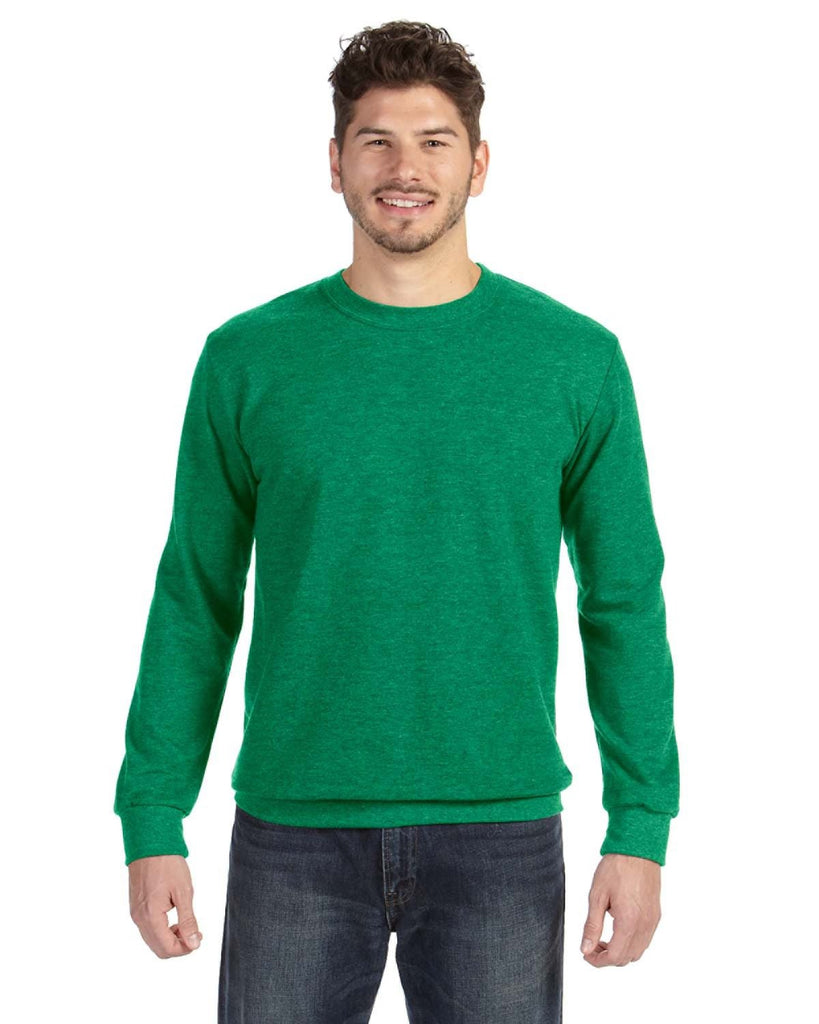 Anvil-72000-Adult Crewneck French Terry-HEATHER GREEN