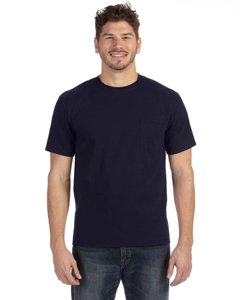 Anvil-783AN-Adult Midweight Pocket T-Shirt-NAVY