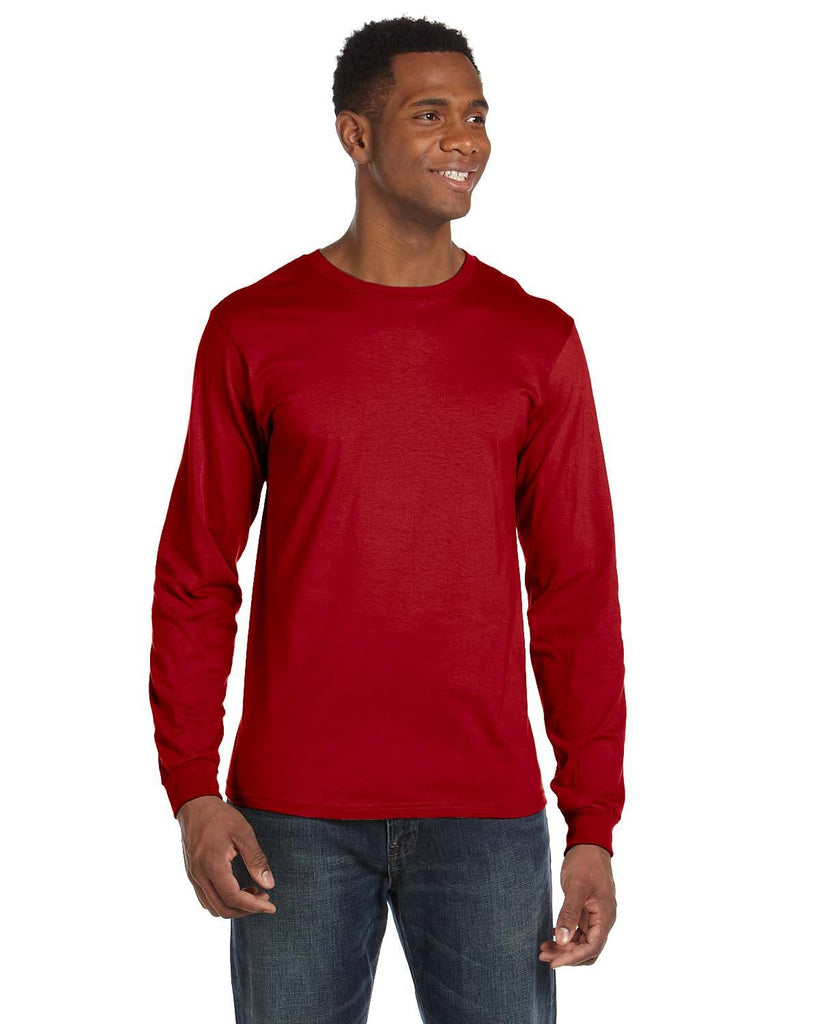 Anvil-949-Adult Lightweight Long-Sleeve T-Shirt-RED