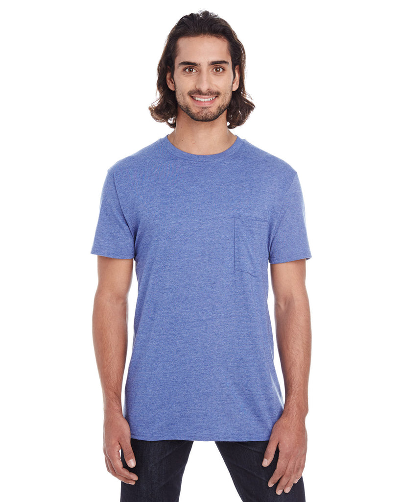 Anvil-983-Adult Lightweight Pocket T-Shirt-HEATHER BLUE