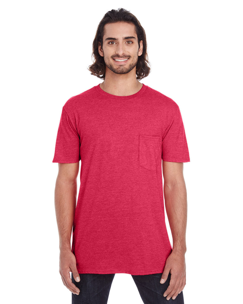 Anvil-983-Adult Lightweight Pocket T-Shirt-RED
