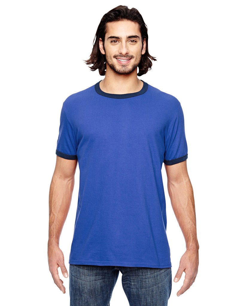 Anvil-988AN-Adult Lightweight Ringer T-Shirt-H BLUE/ TR NAVY