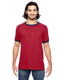 Anvil-988AN-Adult Lightweight Ringer T-Shirt-IND RED/ NAVY