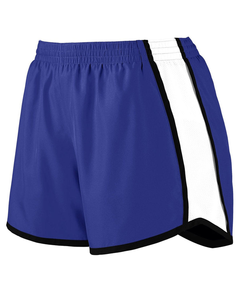 Augusta Sportswear-1265-Ladies Pulse Team Short-PURPLE/ WHT/ BLK