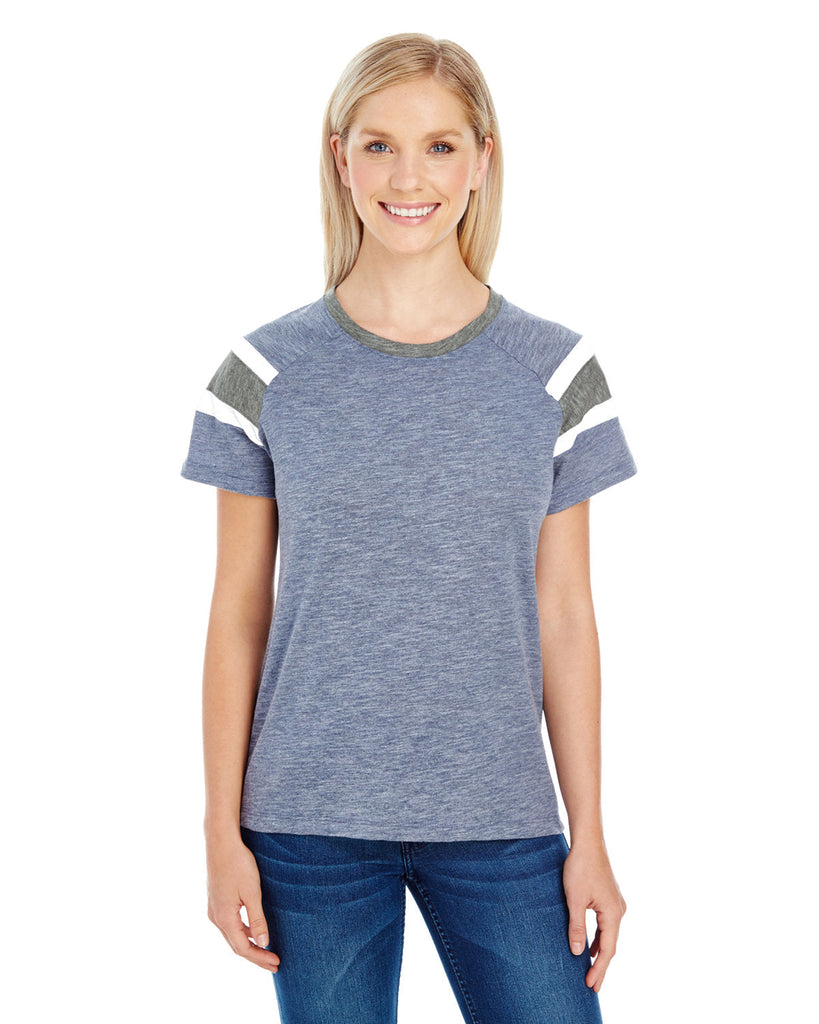 Augusta Sportswear-3011-Ladies Fanatic Short-Sleeve T-Shirt-NAVY/ SLTE/ WHT