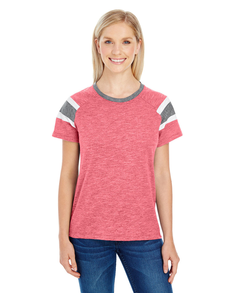 Augusta Sportswear-3011-Ladies Fanatic Short-Sleeve T-Shirt-RED/ SLATE/ WHT