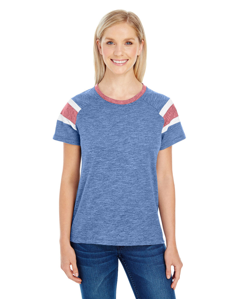 Augusta Sportswear-3011-Ladies Fanatic Short-Sleeve T-Shirt-ROYAL/ RED/ WHT