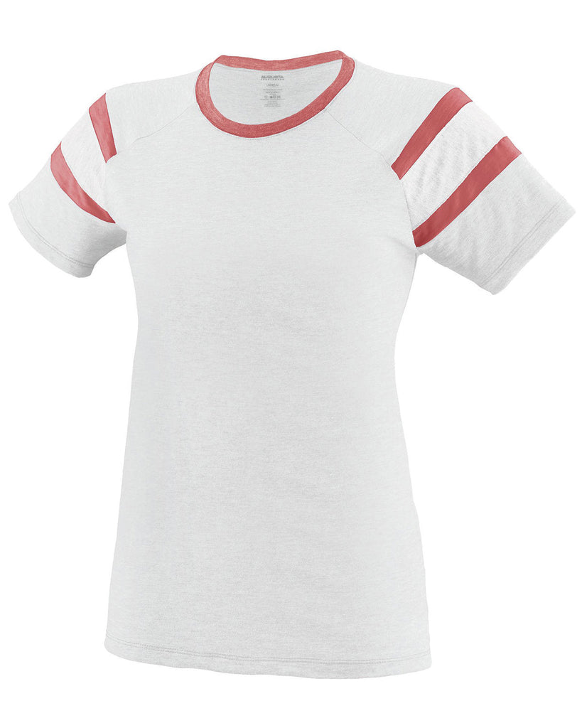 Augusta Sportswear-3011-Ladies Fanatic Short-Sleeve T-Shirt-WHITE/ RED/ WHT