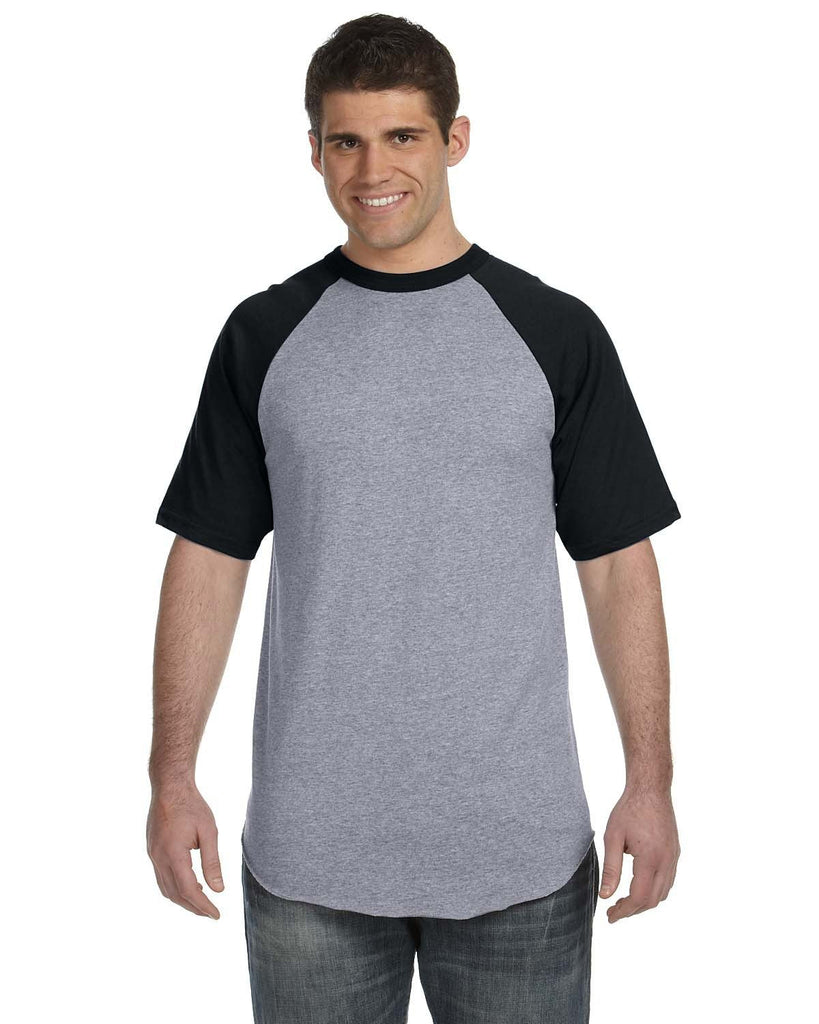 Augusta Sportswear-423-Adult Short-Sleeve Baseball Jersey-ATH HTHR/ BLACK