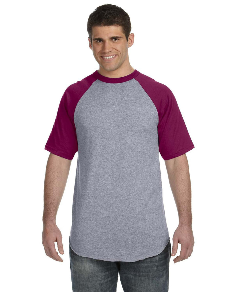 Augusta Sportswear-423-Adult Short-Sleeve Baseball Jersey-ATH HTHR/ MAROON