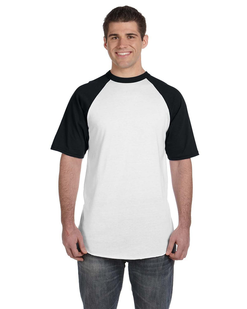 Augusta Sportswear-423-Adult Short-Sleeve Baseball Jersey-WHITE/ BLACK