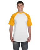 Augusta Sportswear-423-Adult Short-Sleeve Baseball Jersey-WHITE/ GOLD