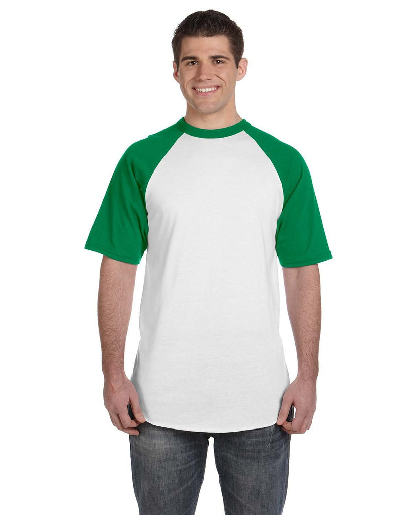 Augusta Sportswear-423-Adult Short-Sleeve Baseball Jersey-WHITE/ KELLY