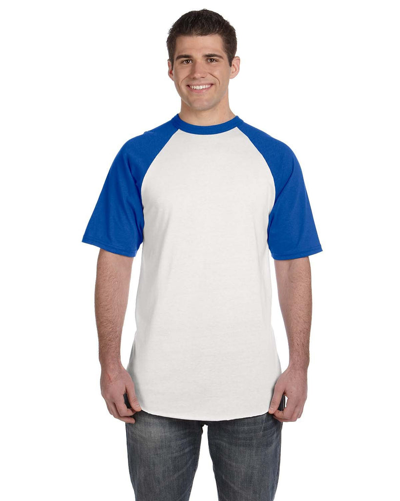 Augusta Sportswear-423-Adult Short-Sleeve Baseball Jersey-WHITE/ ROYAL