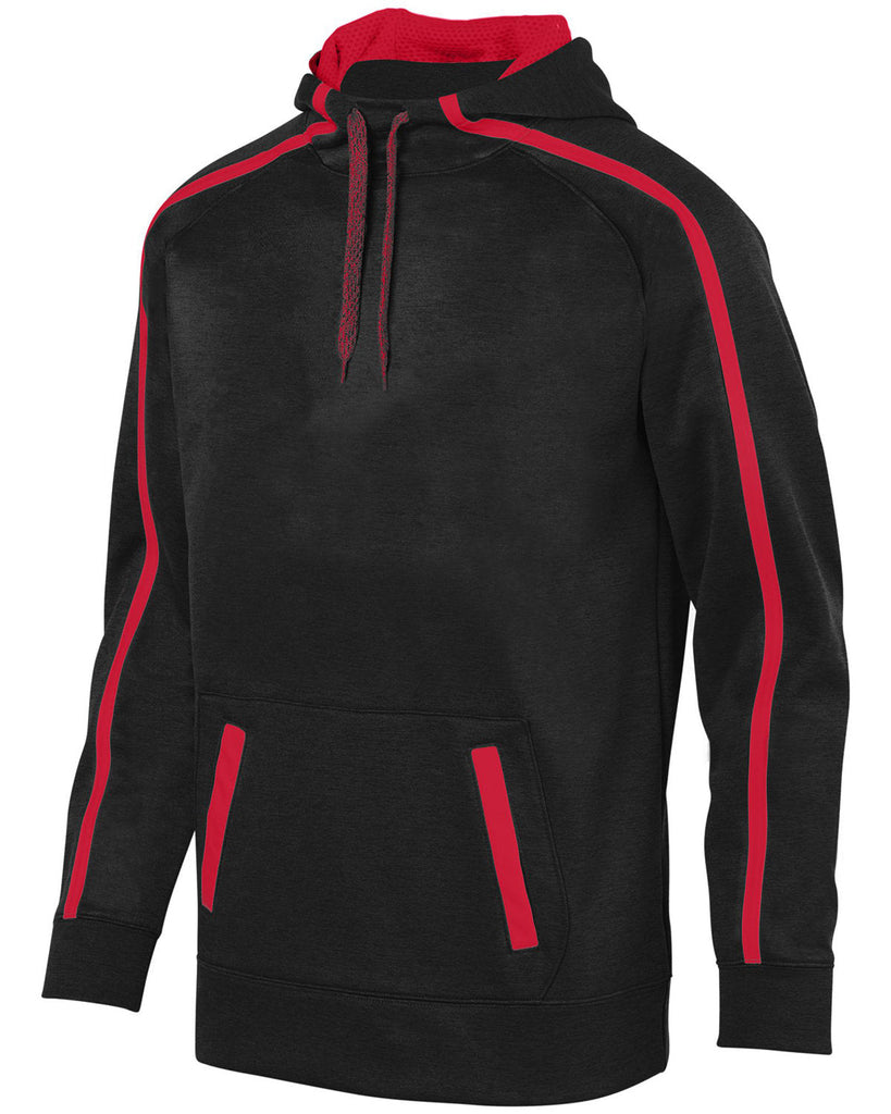 Augusta Sportswear-5554-Adult Stoked Tonal Heather Hoodie-BLACK/ RED