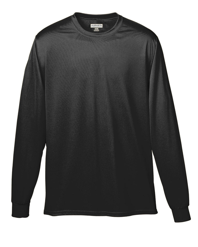 Augusta Sportswear-788-Adult Wicking Long-Sleeve T-Shirt-BLACK