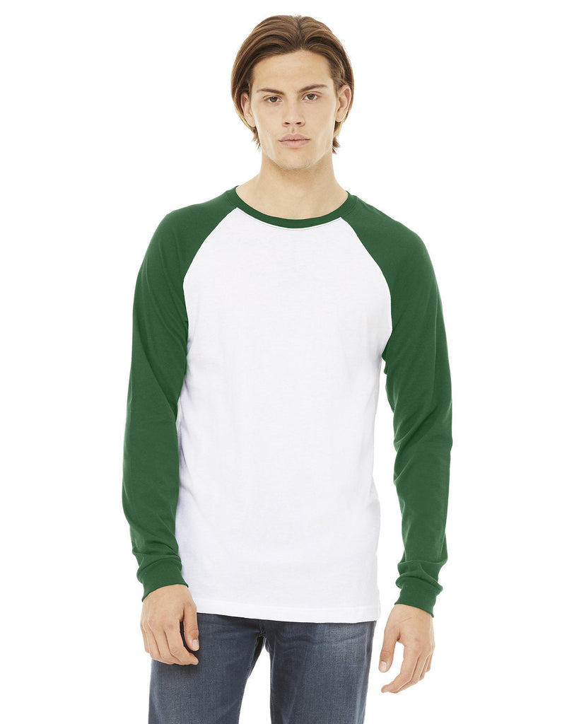 Bella + Canvas-3000C-Mens Jersey Long-Sleeve Baseball T-Shirt-WHITE/ KELLY