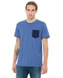 Bella + Canvas-3021-Mens Jersey Short-Sleeve Pocket T-Shirt-HTHR TR ROY/ NVY