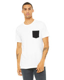 Bella + Canvas-3021-Mens Jersey Short-Sleeve Pocket T-Shirt-WHITE/ BLACK