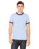 Bella + Canvas-3055C-Mens Jersey Short-Sleeve Ringer T-Shirt-HTHR BLUE/ NAVY