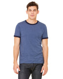Bella + Canvas-3055C-Mens Jersey Short-Sleeve Ringer T-Shirt-HTHR NVY/ MDNITE