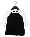 Bella + Canvas-3200T-Toddler 3/4-Sleeve Baseball T-Shirt-BLACK/ WHITE