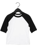 Bella + Canvas-3200T-Toddler 3/4-Sleeve Baseball T-Shirt-WHITE/ BLACK