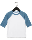Bella + Canvas-3200T-Toddler 3/4-Sleeve Baseball T-Shirt-WHITE/ DENIM