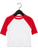 Bella + Canvas-3200T-Toddler 3/4-Sleeve Baseball T-Shirt-WHITE/ RED