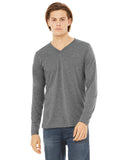 Bella + Canvas-3425-Unisex Jersey Long-Sleeve V-Neck T-Shirt-GREY TRIBLEND