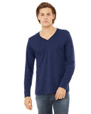 Bella + Canvas-3425-Unisex Jersey Long-Sleeve V-Neck T-Shirt-NAVY TRIBLEND