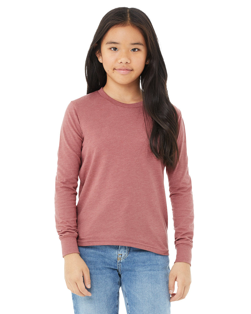 Bella + Canvas-3501Y-Youth Jersey Long-Sleeve T-Shirt-HEATHER MAUVE